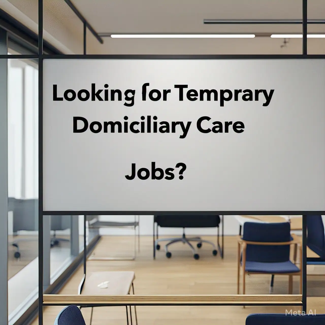 Office Advertisement for Temporary Domiciliary Care Jobs A sign in an office advertises temporary domiciliary care jobs, offering opportunities for individuals seeking employment in the care sector.